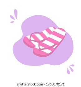 Rosa gestreifter Strand Slippers, Vektorgrafik