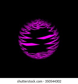 Pink striped, black background. Logo design. Illustration