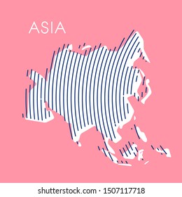 pink striped map of ASIA