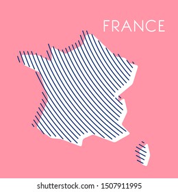 pink striped map of FRANCE