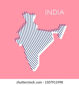 pink striped map of INDIA