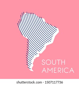 pink striped map of SOUTH AMERICA