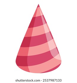 Pink striped party hat standing upright, capturing the essence of celebration and festive joy