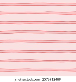 Pink striped pattern, girly stripe seamless background, cute pastel wavy lines. Vector stripes, baby hand draw doodle lines backdrop