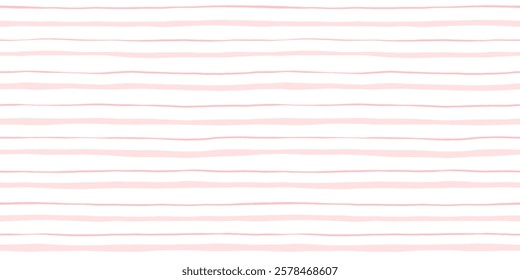 Pink striped pattern, girly stripe seamless background, cute pastel wavy lines. Vector stripes, baby hand draw doodle lines backdrop