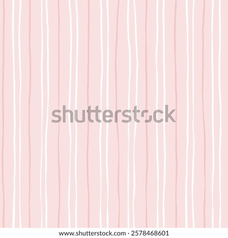 Pink striped pattern, girly stripe seamless background, cute pastel wavy lines. Vector stripes, baby hand draw doodle lines backdrop