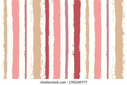 Las rayas rosas son un patrón impecable, el fondo rayado de color rosa ondulado, los trazos de pincel pastel dibujados a mano. rayas vectoriales, fondo de línea de acuarela
