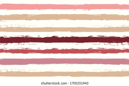 Las rayas rosas son un patrón impecable, el fondo rayado de color rosa ondulado, los trazos de pincel pastel dibujados a mano. rayas vectoriales, fondo de línea de acuarela