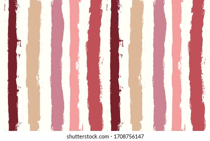 Pink stripes seamless pattern, girly nude pink striped background, Hand drawn pastel brush strokes. vector grunge stripes, watercolor line backdrop