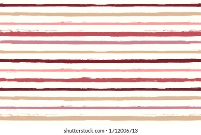 Pink stripes seamless pattern, girly nude pink striped background, Hand drawn pastel brush strokes. vector grunge stripes, watercolor line backdrop