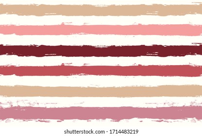 Pink stripes seamless pattern, girly nude pink striped background, Hand drawn pastel brush strokes. vector grunge stripes, watercolor line backdrop