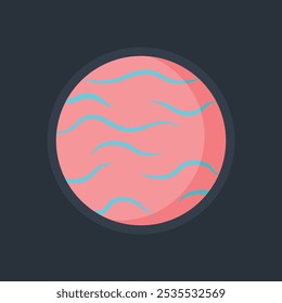 planeta azul despojado rosa em design de vetor plano