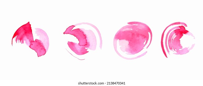 Pink strokes with a wide brush. Set of brush strokes. Set of vector brushes. Design elements. Vector background