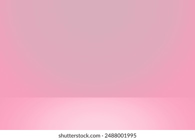 Pink studio background. 3d gradient color room with light and soft gradient for product display. Empty pastel stage and wall. Vector presentation photography stage