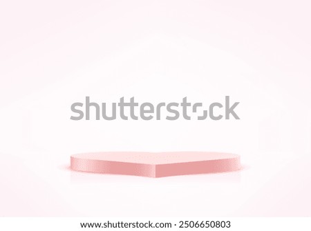 Pink studio room background with heart shape podium. Valentine platforms mockup product display presentation. Space for selling products on the website. Vector illustration.