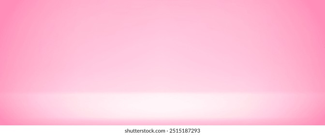 Pink studio room design concept. Light platform display background. Wall and floor surface backdrop for presentation, mockup template, product showcase. Soft smooth rose gradient wallpaper. Vector