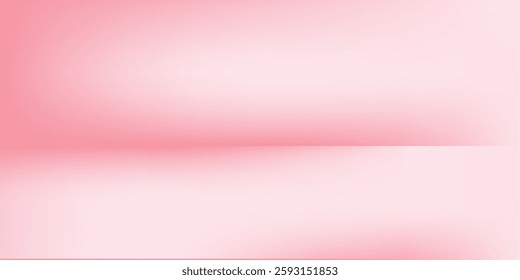 Pink studio room design concept. Light rose platform display background. Wall and floor surface backdrop for presentation, mockup template, product showcase. Soft smooth gradient wallpaper.