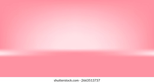 conceito de design de quarto de estúdio rosa. Fundo da exposição da plataforma rosa clara. Parede e superfície de piso de fundo para apresentação, modelo de maquete, vitrine de produto. Papel de parede de gradiente suave. Vetor