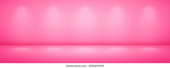 Quarto de estúdio rosa com sombra de luz. Fundo de luz limbo. Abstrato 3d bg com espaço vazio para texto publicitário. Ilustração de maquete de vetor