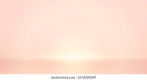 Pink studio room. Limbo light beige background. Abstract 3d backdrop for product presentation. Minimal wall scene. Showcase, promotion display. Vector stage mockup illustration