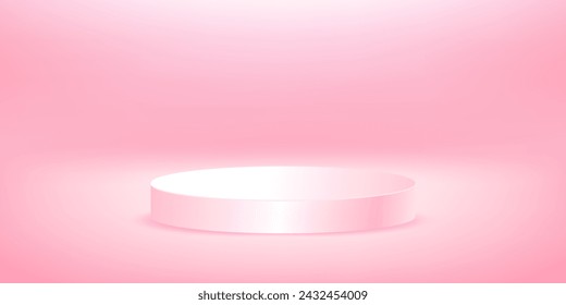 Pink studio room, podium background. Space for selling products on the website. Template mock up for display of product. Business backdrop. Vector illustration.