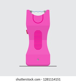 Pink stun gun icon vector flat design.