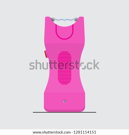 Pink stun gun icon vector flat design.