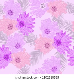 Pink style flowers on pink background