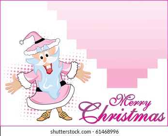 pink stylish pattern, dotted background with cute santa claus