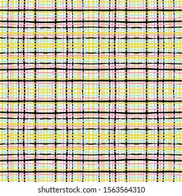 Pink Stylish Stripe Vector Seamless Pattern. Wall Cell American Print. Yellow Simple Retro Background. Scandinavian Grunge Navy Illustration. Textile Mexican Vector Seamless Pattern