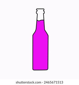 Pink sugar syrup in bottle on white background