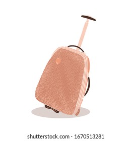 Pink suit case isolated on white. Vector Illustration.