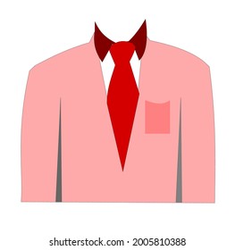 traje rosa con corbata roja