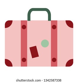 Pink suitcase flat illustration. Home, travel and lifestyle series.