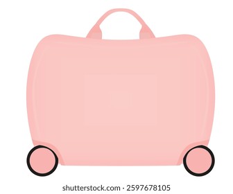 Pink suitcase.  front view. vector illustration
