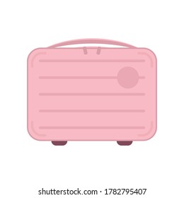 Pink Suitcase, Modern Suit Case Carrier, Luggage Travel Vacation Bag Vector Illustration Background