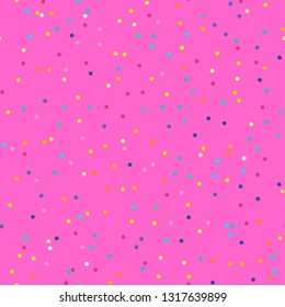 Pink and summer colors confetti dots seamless pattern. Great for baby and nursery fabric, wallpaper, gift wrap and Birthday projects. Bright happy background