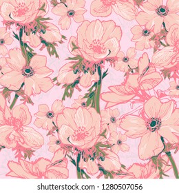 
pink summer flowers pattern print background