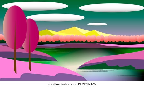 PINK SUMMER LANDSCAPE BACKGROUND
