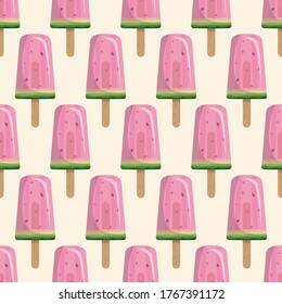 Pink Summer Popsicle Vector Seamless Pattern