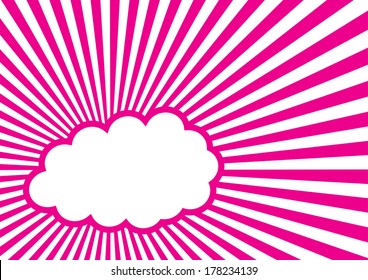 Pink Sun Burst Effect with Speech Bubble for Text. Vector
