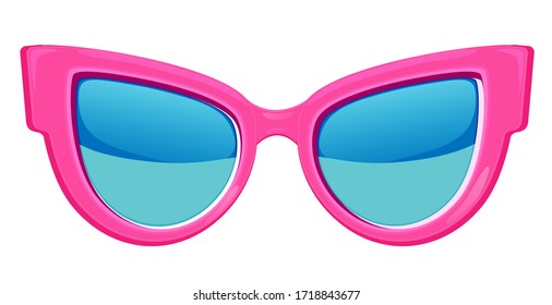 Pink sun glasses. Summer. Vector illustration isolated on white background.