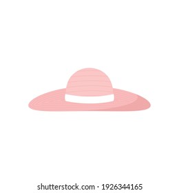 Pink sun hat isolated on white background. Vector illustration.