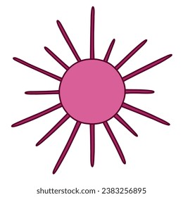 Pink sun. Sunset. Vector illustration