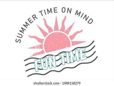 Pink Sun Symbol And Summer Time Message Design Vector