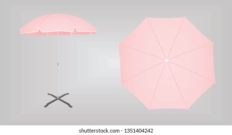 Pink sun umbrella. vector illustration