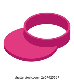 Pink sun visor isolated on white background, isometric view