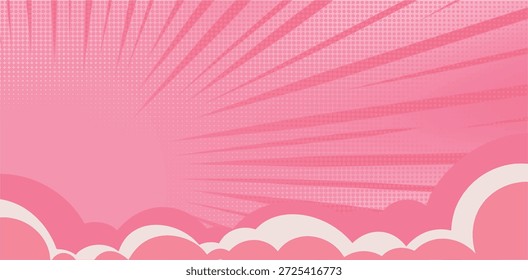 rosafarbener Sunburst-Hintergrund mit weichen Wolken