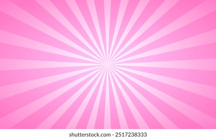 Pink sunburst. Circus or carnival background. Strawberry bubble gum, sweet lollipop candy, ice cream texture. Vector illustration