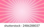 Pink Sunburst Pattern Background With Halftone. Rays. Radial. Summer Banner. Vector Illustration. Celebration Wallpaper. Digital